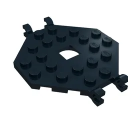 Plate Special 6 x 6 Octagonal with Square Hole and 4 Clips (Boat Mast Platform) / Black