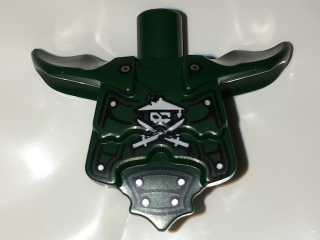 Lego Torso, Modified Short with Armor Breastplate with Shoulder Ridges, Rivets and Ninja Skull with Crossed Swords Pattern