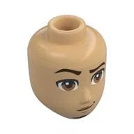 Minidoll Head Male, Black Eyebrows, Brown Eyes, Bears, Raised Eyebrow, Lopsided Smile / Warm Tan