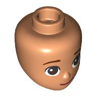 Lego Minidoll Head Reddish Brown Eyebrows, Dark Brown Eyes, Smile print / Nougat