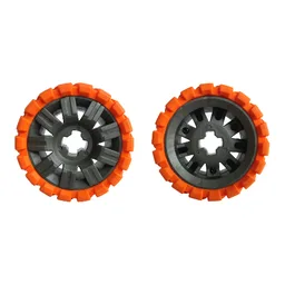 Wheel 60 x 34, with Orange Tire 81 x 40 Balloon Offset Tread / Pearl Dark Gray