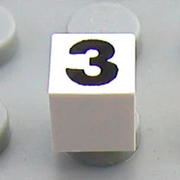 Modulex Tile 1 x 1 with Black '3' Print with No Lining / Modulex White