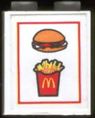 Brick 1 x 2 x 2 with Inside Axle Holder with McDonald's Fries & Hamburger Pattern (Sticker) - Set 3438