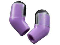 Arm, (Matching Left and Right) Pair with Molded Black Short Sleeves and Printed Medium Lavender Shoulder Patches with Light Bluish Gray Lines Pattern / Medium Lavender