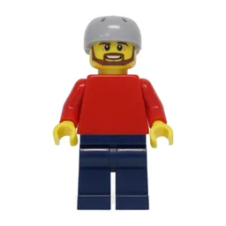 Red Torso, Dark Blue Legs, Light Bluish Gray Helmet