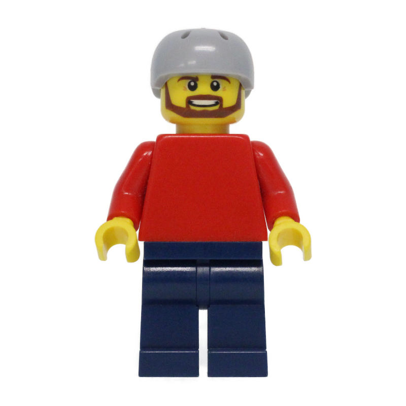 Lego Red Torso, Dark Blue Legs, Light Bluish Gray Helmet