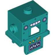Lego Costume / Mask, Robot with Chest Plate with Classic Robot, Lavender Eyes, Yellow Buttons, Graph print / Dark Turquoise