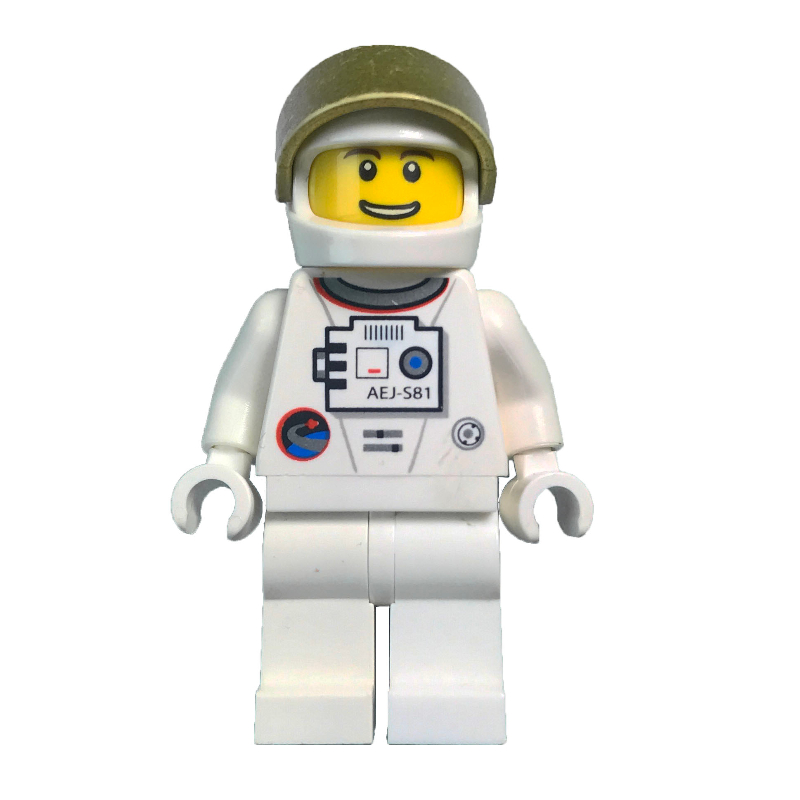 Lego Astronaut - White Torso and Legs, Gold Visor, Male, Smile