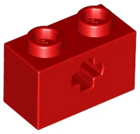 Technic, Brick 1 x 2 with Axle Hole / Red