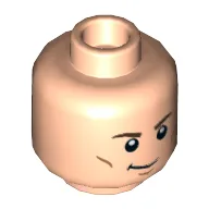 Minifig Head Captain America (Steve Rogers) / Hawkeye / Steve Trevor / Rebel Trooper, Brown Eyebrows, Cheek Lines, Chin Dimple, Crooked Smile / Grimace Print / Light Nougat