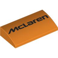 Lego Brick Curved 2 x 4 x 2/3 No Studs with Black 'McLaren' print / Orange