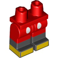 Lego Hips with Red Legs and Black Boots Pattern with 2 White Buttons on Red Shorts and Yellow Shoes Print