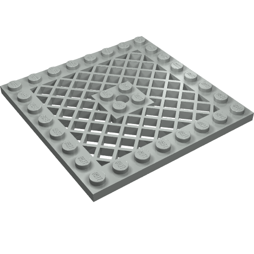 Lego Plate Special 8 x 8 with Grille [Hole in Center] / Light Gray