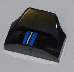Lego Slope, Curved 1 x 2 x 2/3 Wing End with White Stripe and 2 Blue Stripes Pattern Model Right Side (Sticker) - Set 8197