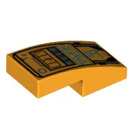 Brick Curved 2 x 1 No Studs with Control Panel Print / Bright Light Orange