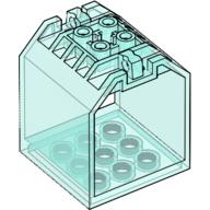 Lego Container / Box, Open Ended 4 x 4 x 4 with 1 Hinge Finger Each End [Plain] / Trans-Light Blue
