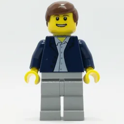 Man, Open Dark Blue Jacket, Light Bluish Gray Legs, Reddish Brown Hair
