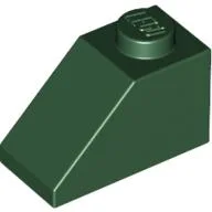 Brick Sloped 45° 2 x 1 with Bottom Pin / Dark Green