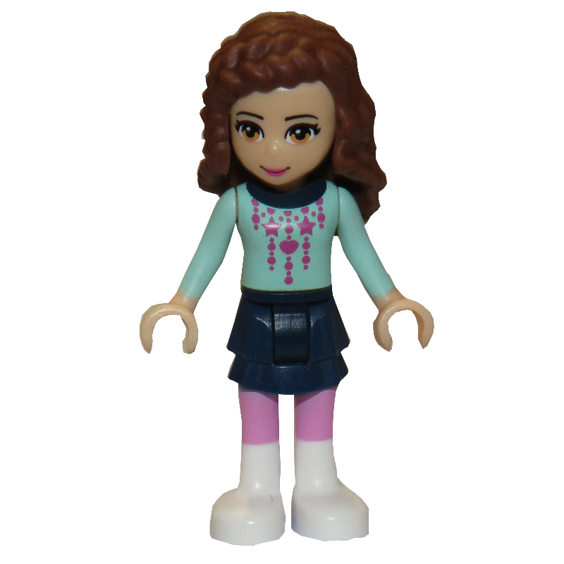 Lego Olivia - Light Aqua Christmas Sweater, Dark Blue Skirt