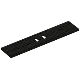 Vehicle Base, Train 6 x 28 with Two 1 x 2 Openings [3 Round Holes Each End] / Black