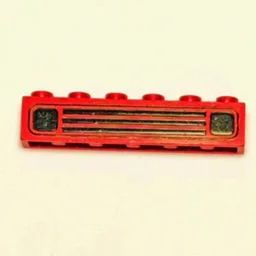 Brick 1 x 6 with Black Car Grill Print [Embossed] / Yellow