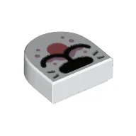 Tile Round 1 x 1 Half Circle with Animal Snout, Coral Tongue Print / White