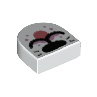 Lego Tile 1 x 1 Half Circle with Animal Snout, Coral Tongue print / White