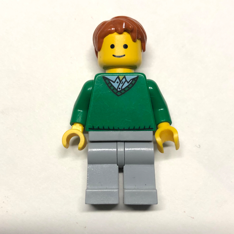 Lego Green Torso, Light Bluish Grey Legs, Dark Orange Hair