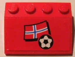 Slope 33 3 x 4 with Flag of Norway and Soccer Ball on Red Background Pattern (Sticker) - Set 3407