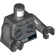 Lego Torso Jacket, Double Utility Clips, Belt Print (First Order Uniform), Dark Bluish Gray Arms, Black Hands / Dark Bluish Gray
