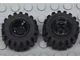 Wheel 11mm D. x 12mm, Hole Notched for Wheels Holder Pin with Black Tire 21mm D. x 12mm - Offset Tread Small Wide (6014b / 6015) / Black