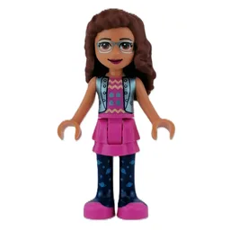 Olivia - Sand Blue Jacket, Dark Pink Skirt