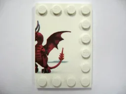 Tile, Modified 4 x 6 with Studs on Edges with Dragon and Knight Right Half Pattern