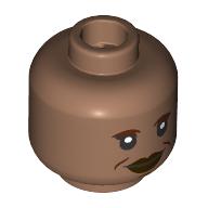 Lego Minifig Head Guinan, Reddish Brown Eyebrows, Lips, Wrinkles, Smile, Open Mouth / Closed Mouth / Medium Brown