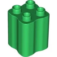 Duplo Brick 2 x 2 x 2 with Indented Sides (Tree Trunk) / Green