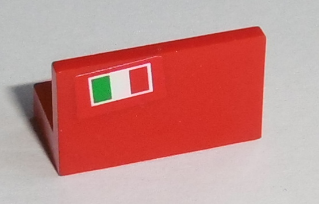 Lego Panel 1 x 2 x 1 with Italian Flag on Red Background Pattern Model Left Side (Sticker) - Set 8654 / 8375 / 8673