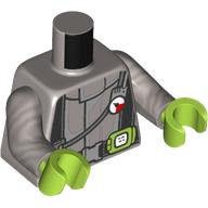 Lego Torso, Black Straps, Pressure Gaige, Lime Radio print, Flat Silver Arms, Lime Hands / Flat Silver