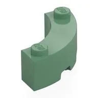 Brick Round Corner 3 x 3 Macaroni with 2 Studs / Sand Green