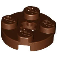 Plate Round 2 x 2 with Axle Hole Type 1 (+ Opening) / Reddish Brown