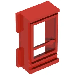 Door 1 x 2 x 3 Left, without Glass for Slotted Bricks / Red
