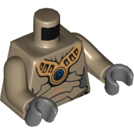 Lego Torso Geonosian Armor with Gold Necklace with Blue Circle Print, Dark Tan Arms, Dark Bluish Gray Hands / Dark Tan