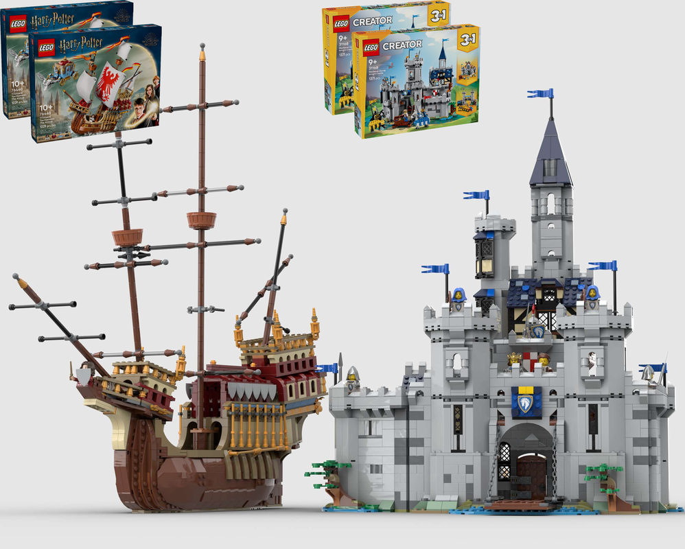 Lego Medieval Carrack and Castle Alternate Builds Bundle - 2 x 76440 and 2 x 31168
