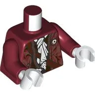 Torso Jacket, Dark Tan Decorations, White Scarf with Ruffles Print, Dark Red Arms, White Hands / Dark Red