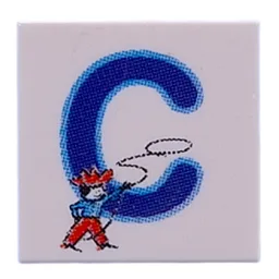 Tile 2 x 2 with Blue 'C', Cowboy Print / White