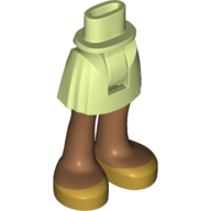 Lego Minidoll Hips and Short Skirt with Medium Nougat Legs, Gold Sandals print / Yellowish Green