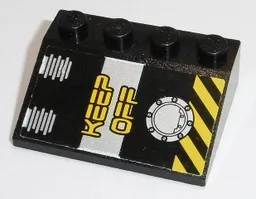 Slope 33 3 x 4 with 'KEEP OFF' and Black and Yellow Danger Stripes Pattern (Sticker) - Set 8633