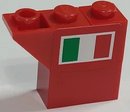 Stickered Assembly 3 x 1 x 2 with Italian Flag on Red Background Pattern Model Right Side (Sticker) - Set 8157