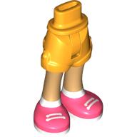 Lego Minidoll Hips and Shorts with Warm Tan Legs, Coral Shoes, White Socks print [Thin Hinge] / Bright Light Orange