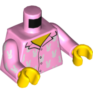 Lego Torso Pajama Top with Rabbit / Bunny Print, Bright Pink Arms, Light Nougat Hands / Bright Pink