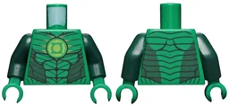Torso Muscles Outline with Green Lantern Logo Pattern / Dark Green Arms / Green Hands